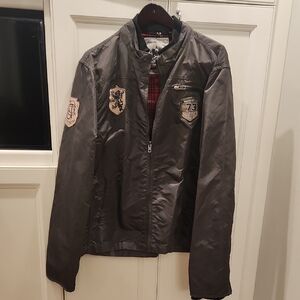 Men's Gray/Dark Olive Jacket with Patches And Pockets